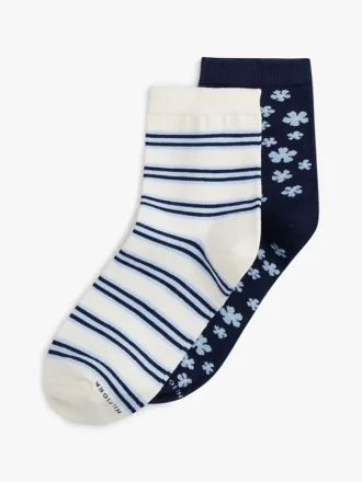 2er-Pack Socken mit Blumen- und Streifenmuster