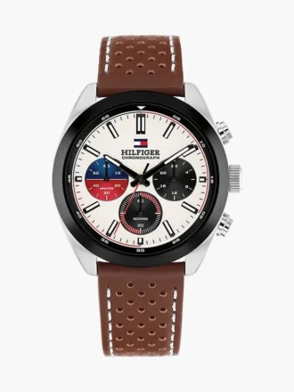 40-mm-Chronographenuhr mit Lederarmband 40-mm-Chronographenuhr mit Lederarmband