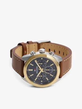 40-mm-Chronographenuhr mit Lederarmband 40-mm-Chronographenuhr mit Lederarmband