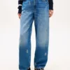 Allover Crest Mid-Rise Barrel Jeans