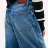 Allover Crest Mid-Rise Barrel Jeans