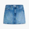 Allover-Crest-Minirock aus Denim mit hoher Taille Allover-Crest-Minirock aus Denim mit hoher Taille