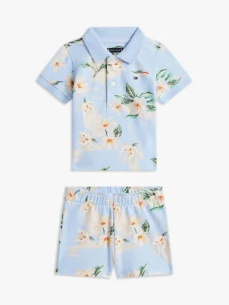 Baby-Set aus Polohemd und Shorts mit Blumenmuster