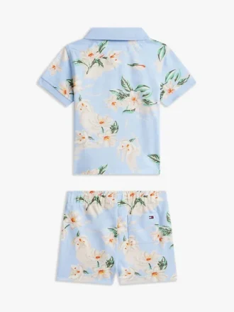 Baby-Set aus Polohemd und Shorts mit Blumenmuster