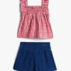 Babys-Set aus Gingham-Oberteil und Shorts
