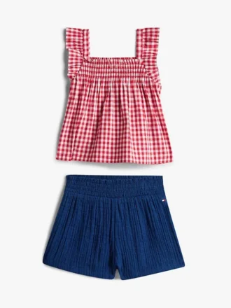 Babys-Set aus Gingham-Oberteil und Shorts