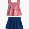 Babys-Set aus Gingham-Oberteil und Shorts