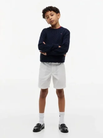Baggy-Stretch-Chino-Shorts mit Gürtel für Kinder