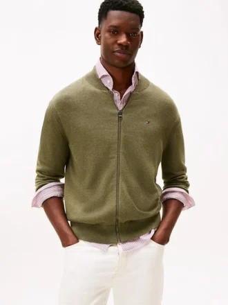Baseball-Strickjacke aus Baumwolle mit Reißverschluss