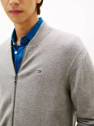 Baseball-Strickjacke aus Baumwolle mit Reißverschluss