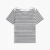 Baumwoll-Interlock-T-Shirt mit goldenen Knöpfen Baumwoll-Interlock-T-Shirt mit goldenen Knöpfen