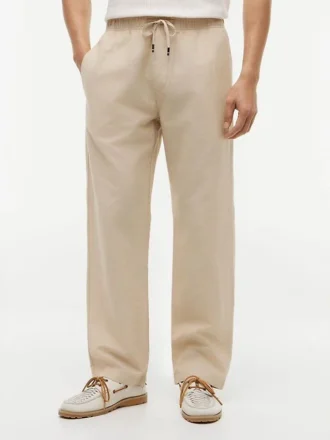 Baumwoll-Leinen-Mischung Relaxed-Hose