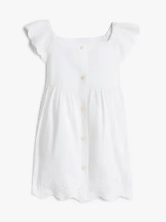 Besticktes Babys-Kleid-Set mit Lochstickerei