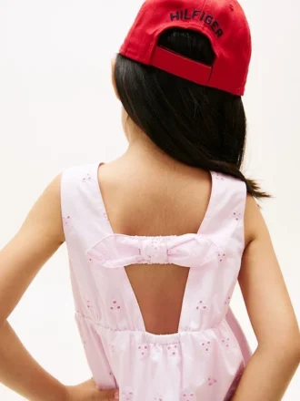 Besticktes Eyelet-Kleid mit Schleife für Kinder