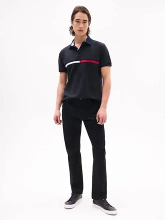 Besticktes Polohemd mit Streifen in Regular Fit