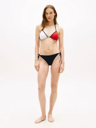 Bikini-Unterteil mit Dreiecksform und Farbblock-Design