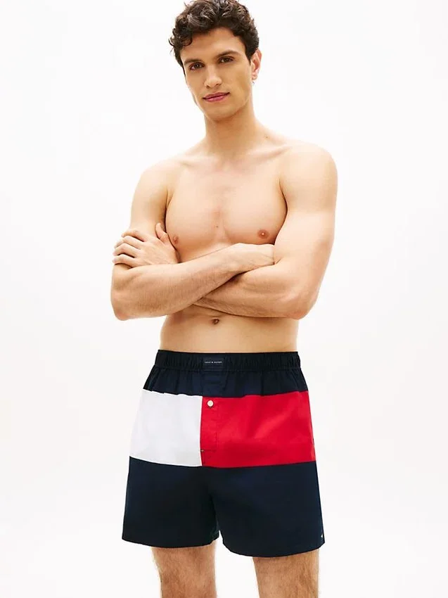 Boxershorts mit Flaggenlogo und Farbblock-Design Boxershorts mit Flaggenlogo und Farbblock-Design