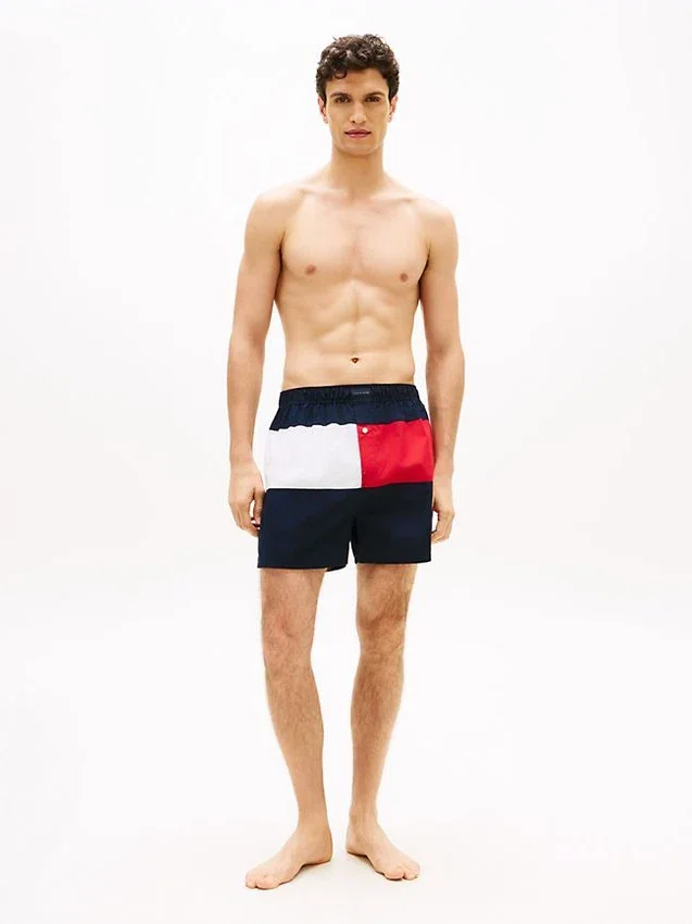 Boxershorts mit Flaggenlogo und Farbblock-Design Boxershorts mit Flaggenlogo und Farbblock-Design