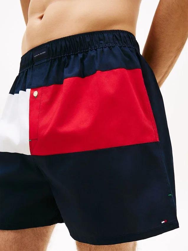 Boxershorts mit Flaggenlogo und Farbblock-Design Boxershorts mit Flaggenlogo und Farbblock-Design