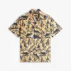 Camp-Hemd mit Palmblatt-Print und Papier-Touch
