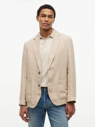 Casual-Blazer aus stückgefärbtem Leinen