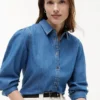 Chambray-Hemd mit Puffärmeln