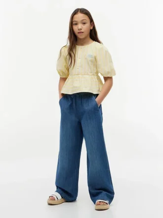 Chambray-Hose mit weitem Bein für Kinder