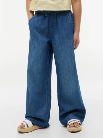 Chambray-Hose mit weitem Bein für Kinder