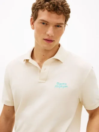 Classic Fit Polo mit Palmenstickerei