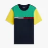 Colorblock-T-Shirt mit Flaggenstreifen-Logo