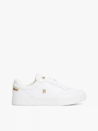 Court-Sneaker aus Leder mit Metallic-Akzenten