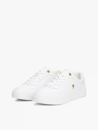 Court-Sneaker aus Leder mit Metallic-Akzenten