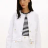 Denim-Damenjacke mit goldenen Knöpfen
