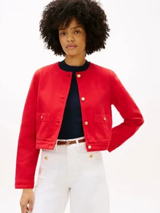 Denim-Damenjacke mit goldenen Knöpfen Denim-Damenjacke mit goldenen Knöpfen