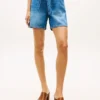 Denim-Shorts mit Gürtel und hoher Taille