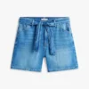 Denim-Shorts mit Gürtel und hoher Taille