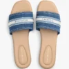Denim-Slide-Sandale mit Web-Logo Denim-Slide-Sandale mit Web-Logo