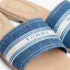 Denim-Slide-Sandale mit Web-Logo Denim-Slide-Sandale mit Web-Logo
