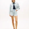 Distressed High-Rise Wide Denim Shorts