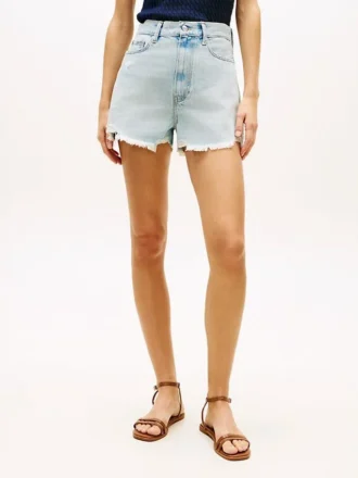 Distressed High-Rise Wide Denim Shorts Distressed High-Rise Wide Denim Shorts