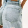 Distressed High-Rise Wide Denim Shorts