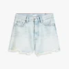Distressed High-Rise Wide Denim Shorts