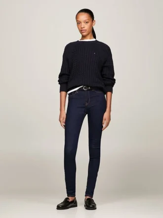 Dunkel gewaschene Skinny-Fit-Jeans mit mittlerer Leibhöhe