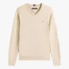 Einfarbiger Pullover mit V-Ausschnitt und Logo Einfarbiger Pullover mit V-Ausschnitt und Logo