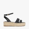 Espadrille mit gedrehten Lederriemen und Plateausohle Espadrille mit gedrehten Lederriemen und Plateausohle
