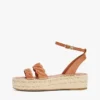 Espadrille mit gedrehten Lederriemen und Plateausohle Espadrille mit gedrehten Lederriemen und Plateausohle