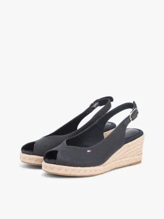 Espadrille-Sandale mit Keilabsatz und Fersenriemen