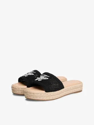 Espadrille-Sandale mit Schriftzug-Monogramm