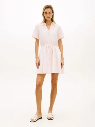 Essential Gestreiftes Kleid aus Leinenmischung Essential Gestreiftes Kleid aus Leinenmischung