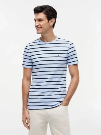 Extra Slim Stripe Stretch-Baumwoll-T-Shirt